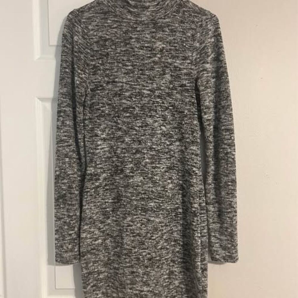 Express Women’s Small Gray Marled Mock Neck Sweater Dress Long Sleeve Mini